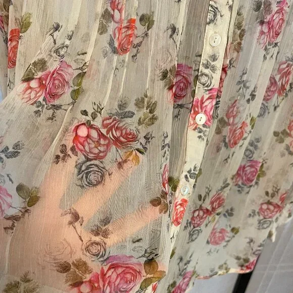 Sundance Amelia Cream Bloom Sheer Floral Blouse - Picture 8 of 8